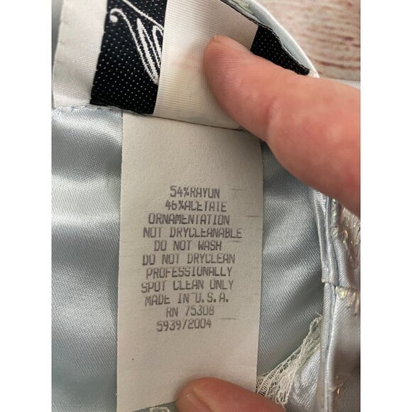 NWT Michaelangelo David's Bridal Ice Blue Satin Sleeveless Dress - 12 - Picture 10 of 14